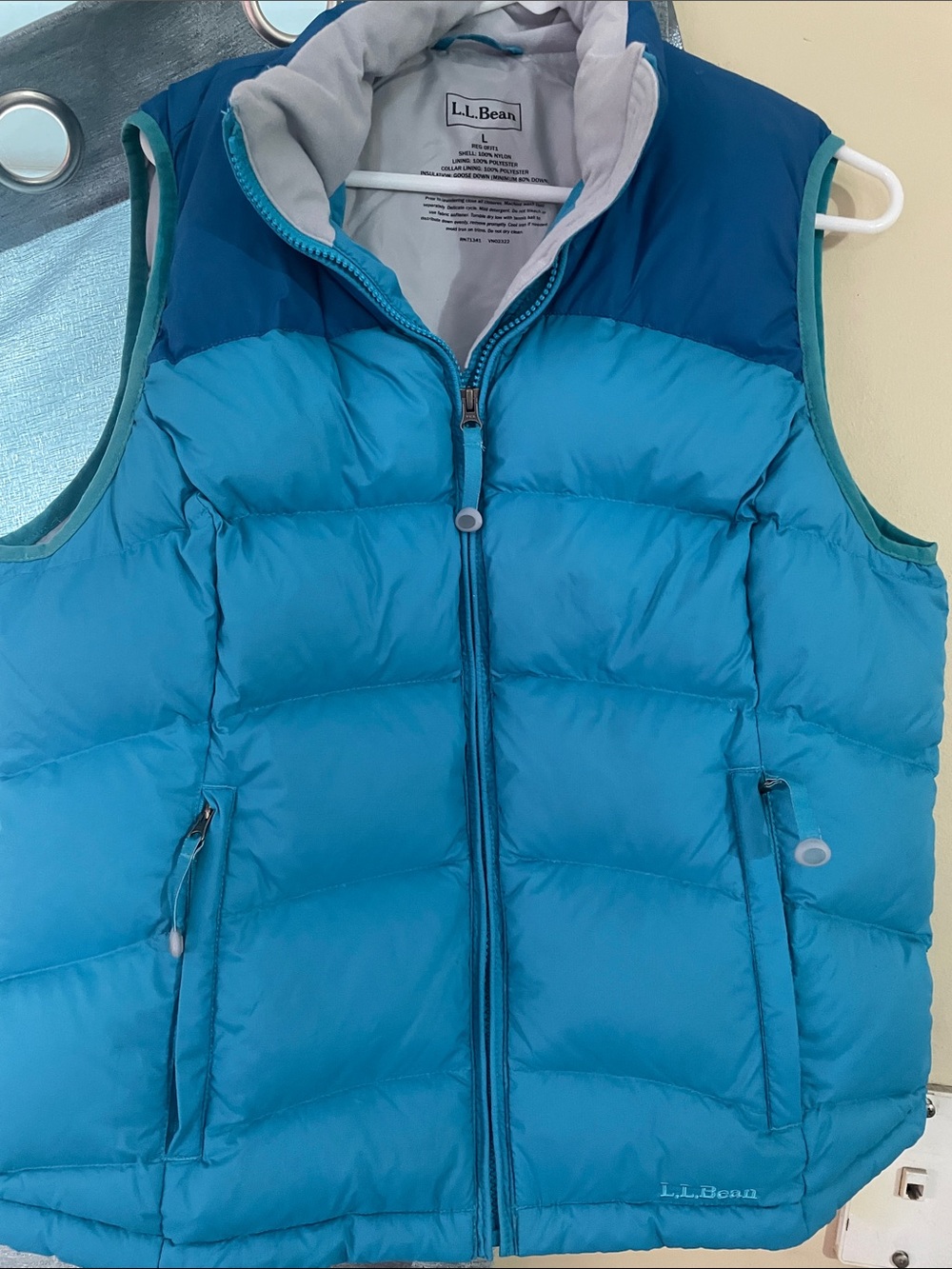 L.L. Bean 2 tone Blue Teal Quilted Puffer Vest